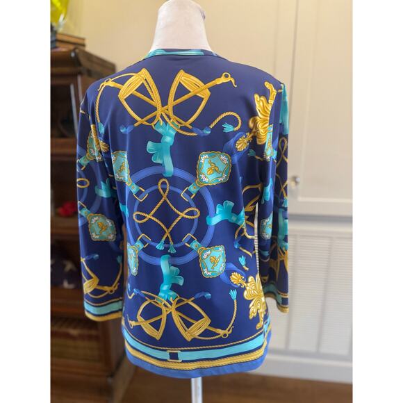 J. McLaughlin Catalina Cloth 3/4 Sleeve Colorful Tee Shirt Large L - Picture 5 of 7